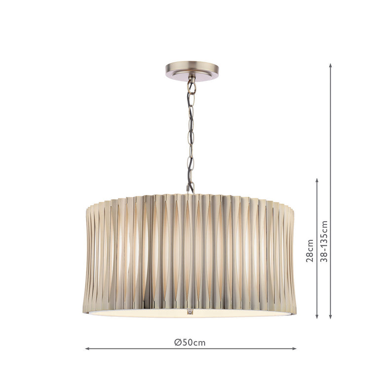 Netra 3 Light Pendant Satin Bronze with Ivory Inner Shade Adjustable Hanging Ceiling Light