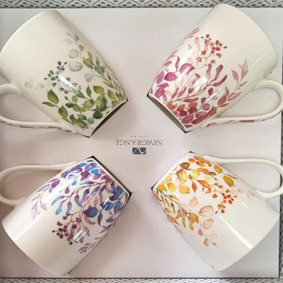 Newgrange Floral Bone China Mugs Set of 4