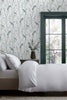 Beautiful Chinoiserie Bird Trail Wallpaper Design in Duck Egg Blue