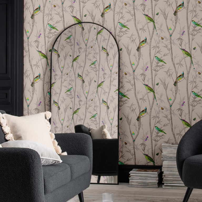Next Wallpaper Chinoiserie Bird Trail Natural