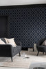 Glamorous metallic triangle pattern on Deco Triangle Navy wallpaper