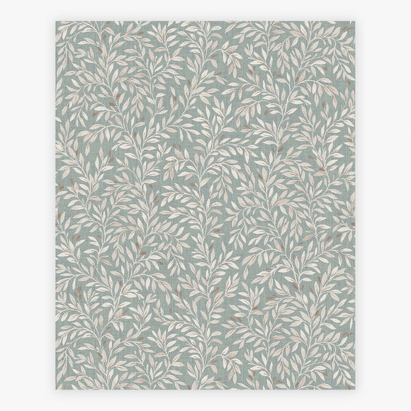 Small delicate leaves on Ditsy Leaf Duck Egg Wallpaper
