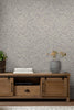 Intricate leaf sprigs grey wallpaper