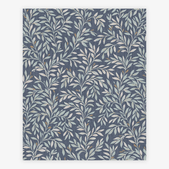 Elegant ditsy leaf navy wallpaper design