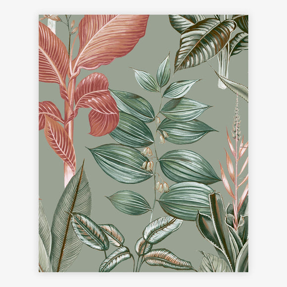 Vibrant rainforest leaves wallpaper Fantasy Rainforest Leaves Sage
