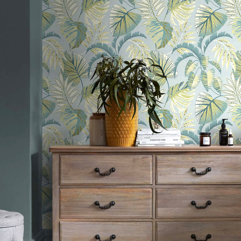 Next Wallpaper Jungle Leaves Duck Egg