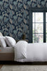 Navy Jungle Leaves wallpaper pattern