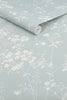 Soft Floral Wallpaper - Leaf Duck Egg Pattern