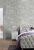 Delicate Leaf Grey Wallpaper Design