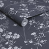 Navy blue foliage wallpaper for home decor