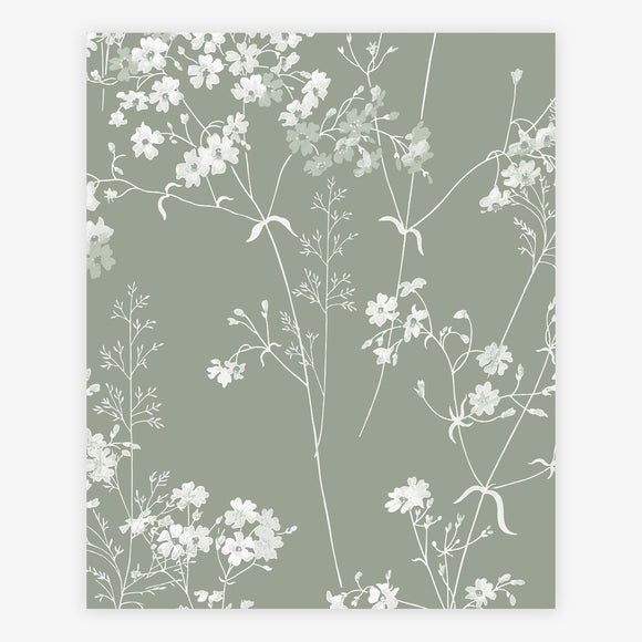 Soft floral wallpaper Leaf Sage