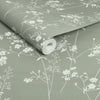 Delicate sage foliage wallpaper for home decor