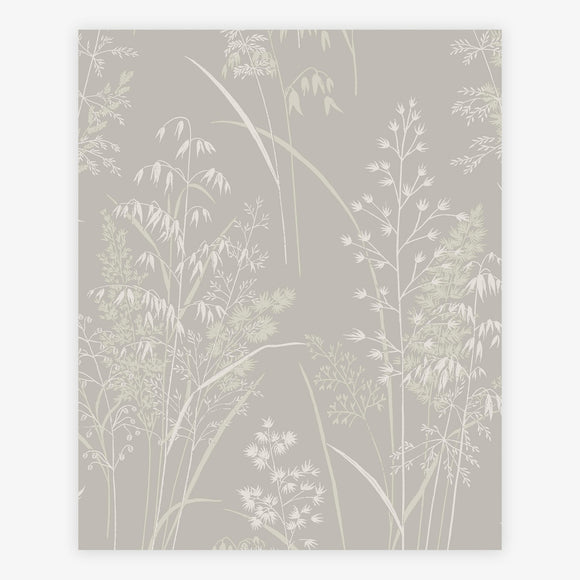 Elegant leaf sprigs taupe wallpaper design