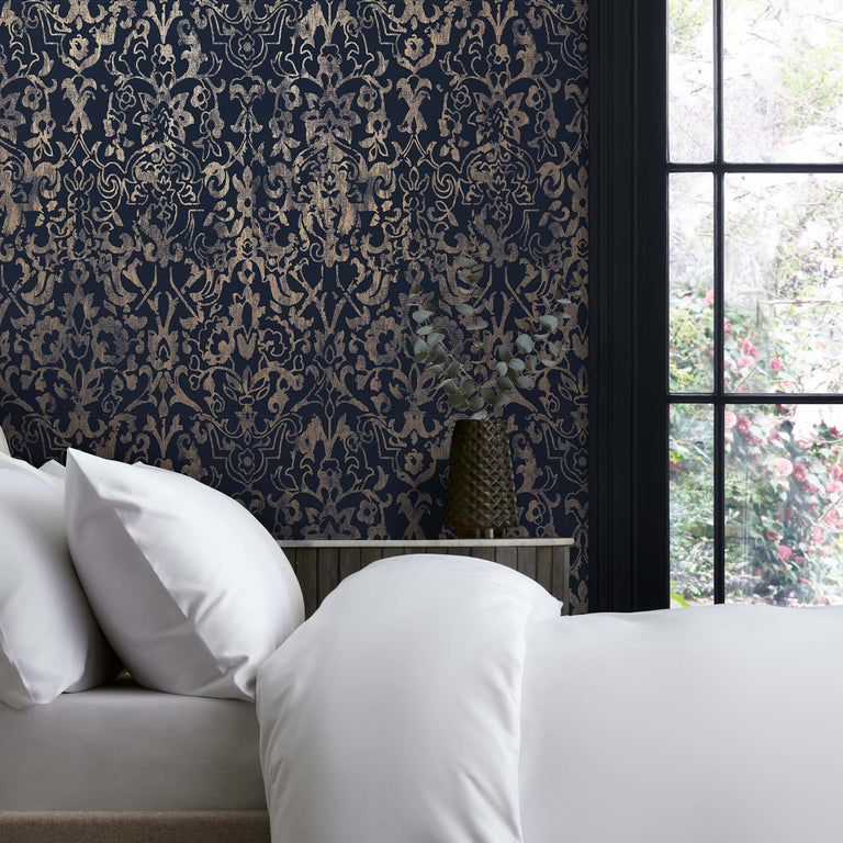 Next Wallpaper Majestic Damask Navy