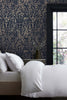 Detailed damask design wallpaper