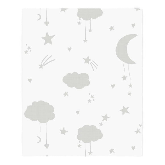Moon and stars grey wallpaper for kids room