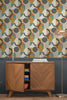 Contemporary geometric wallpaper with Retro Shapes Geo Orange