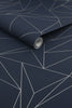 Navy blue wallpaper with silver metallic lines Next Wallpaper Scatter Geo Navy
