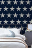 Bold stars navy blue wallpaper design