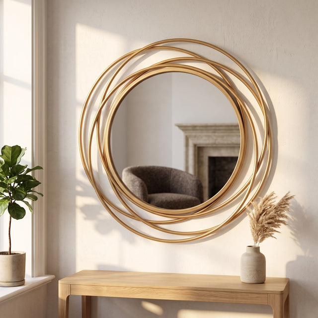 Nicole Swirl Round Mirror Gold 60cm
