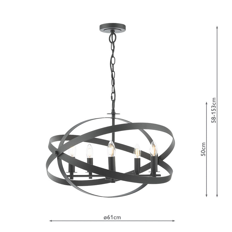 Nitya 5 Light Pendant Matt Black Industrial Hanging Ceiling Light – Lighting Collection Home Decor