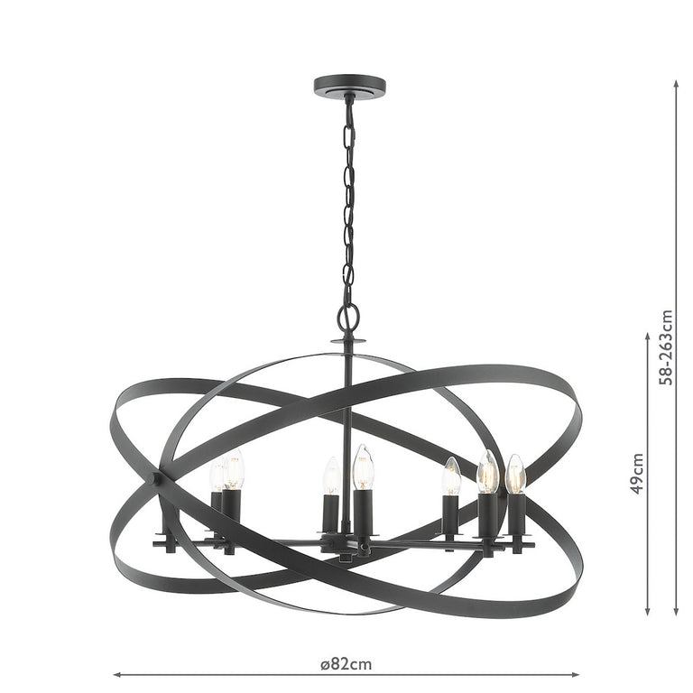Nitya 8 Light Pendant Matt Black Ceiling Light – Industrial Hanging Pendant for Modern Home Decor