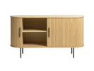 Nola Sideboard Natural Oak front view photo with opened left door