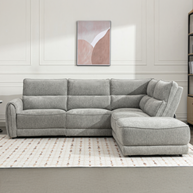 Nora Sectional Corner Sofa Recliner Grey RHF