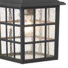 Norfolk Outdoor Wall Light Matt Black close view picture of the textured glass shade