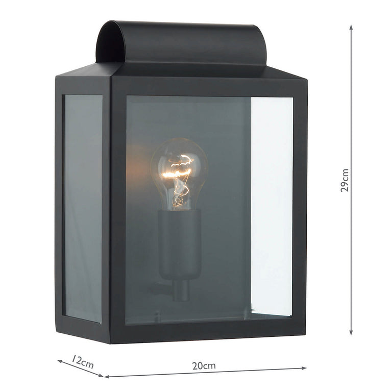 Notary Outdoor Wall Light Matt Black with Glass Shade, IP44 Contemporary Home Decor Lighting