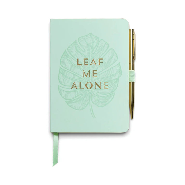 Notebook with Pen - Leaf Me Alone