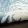 Nourison Aloha Rug ALH43 Ivory Blue flatweave rug with a tufted floral pattern