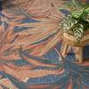 Nourison Aloha ALH43 Blue Rose Rug close top view picture of the pattern and color hues