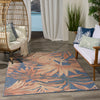 Nourison Aloha ALH43 Blue Rose Rug life style picture under electric lighting