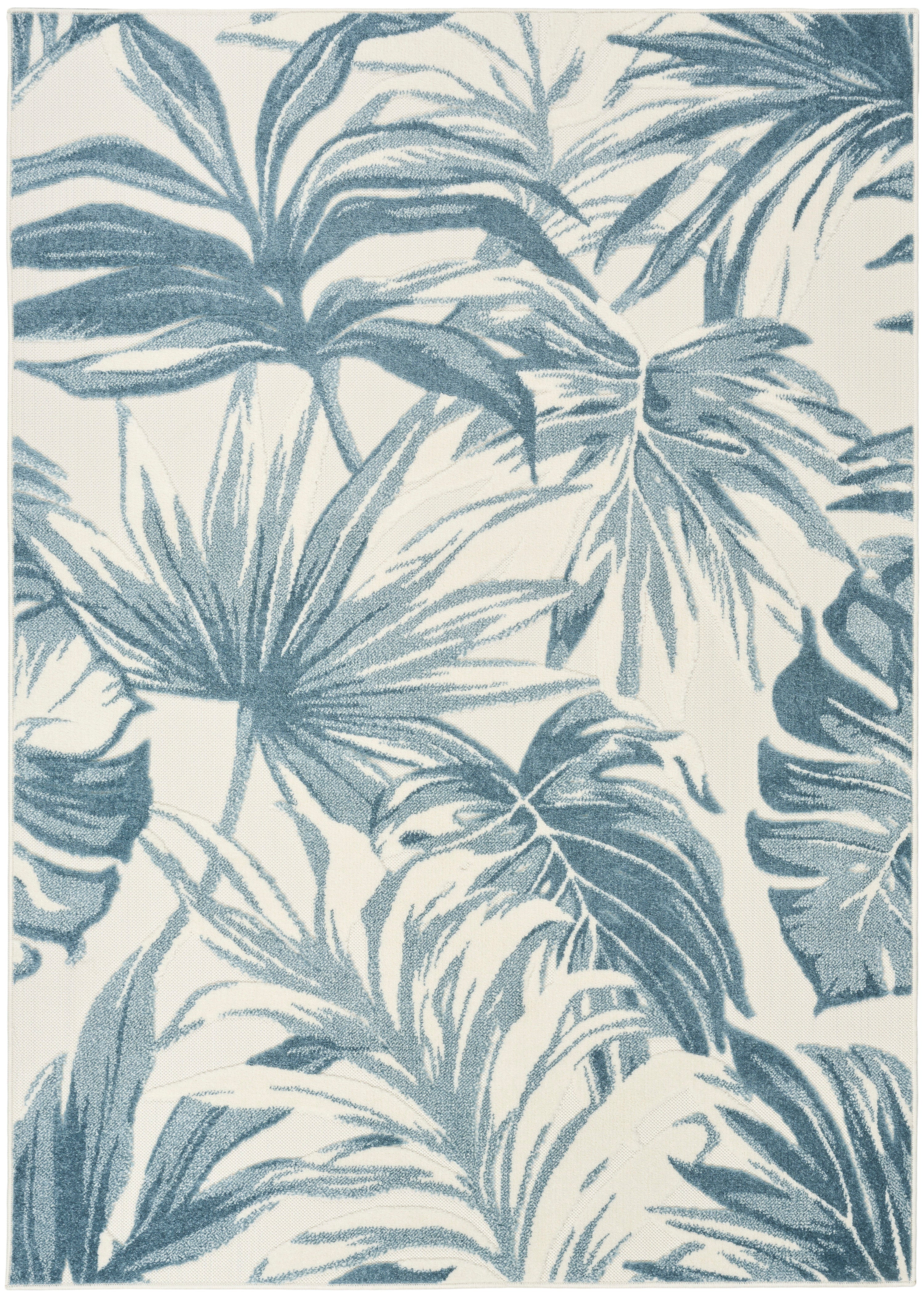 Aloha ALH43 Ivory Blue Rug by Nourison | Floral Rugs for Patio & Home ...