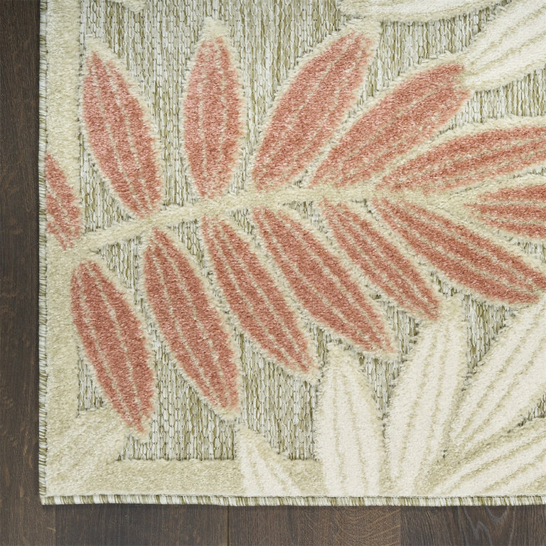 Nourison Aloha Ivory Sage Rose Rug – Tropical Floral Outdoor Rug