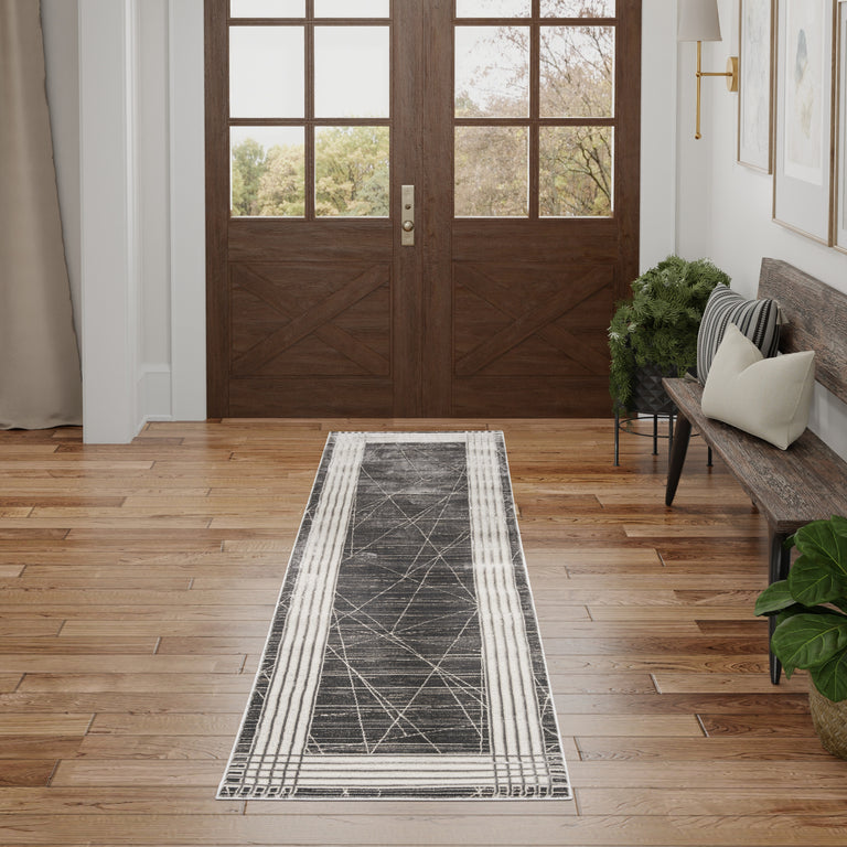 Nourison Desire Rug DSR01 Charcoal Silver Runner
