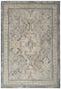 Nourison Lynx Rug LNX01 Ivory Charcoal damask-style rug with a distressed finish