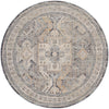 Nourison Lynx Rug LNX01 Ivory Charcoal Round rug made in a Damask design with a distressed finish