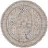 Nourison Lynx Rug LNX01 Ivory Grey Blue Round damask rug with a distressed design