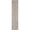 Nourison Lynx Rug LNX01 Ivory Grey Blue Runner Damask rug with a distressed design