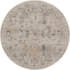 Nourison Lynx Rug LNX02 Ivory Taupe Round distreseed round rug made in a Damask design