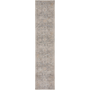 Nourison Lynx Rug LNX01 Ivory Taupe Runner distressed rug with a damask pattern