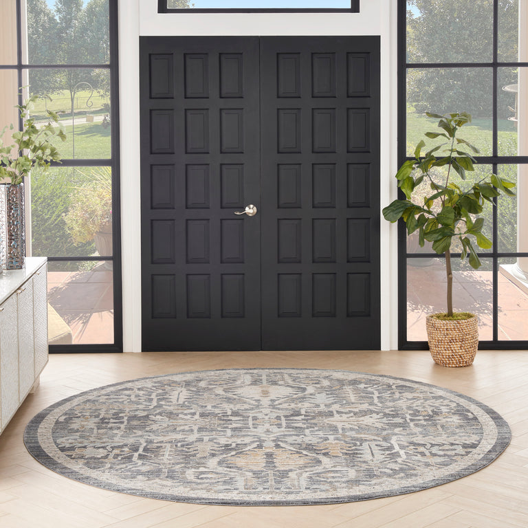 Nourison Lynx Rug LNX02 Navy Multicolor Round