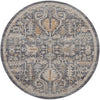 Nourison Lynx Rug LNX02 Navy Multicolor Round distressed rug with a Damask pattern