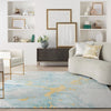 Nourison Prismatic Rug PRS6 Seafoam Gold lifestyle picture in the living room