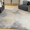 Nourison Prismatic Rug PRS28 Grey Gold lifestyle picture in the living room