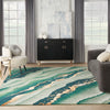 Nourison Prismatic Rug PRS30 Emerald lifestyle picture in the living room