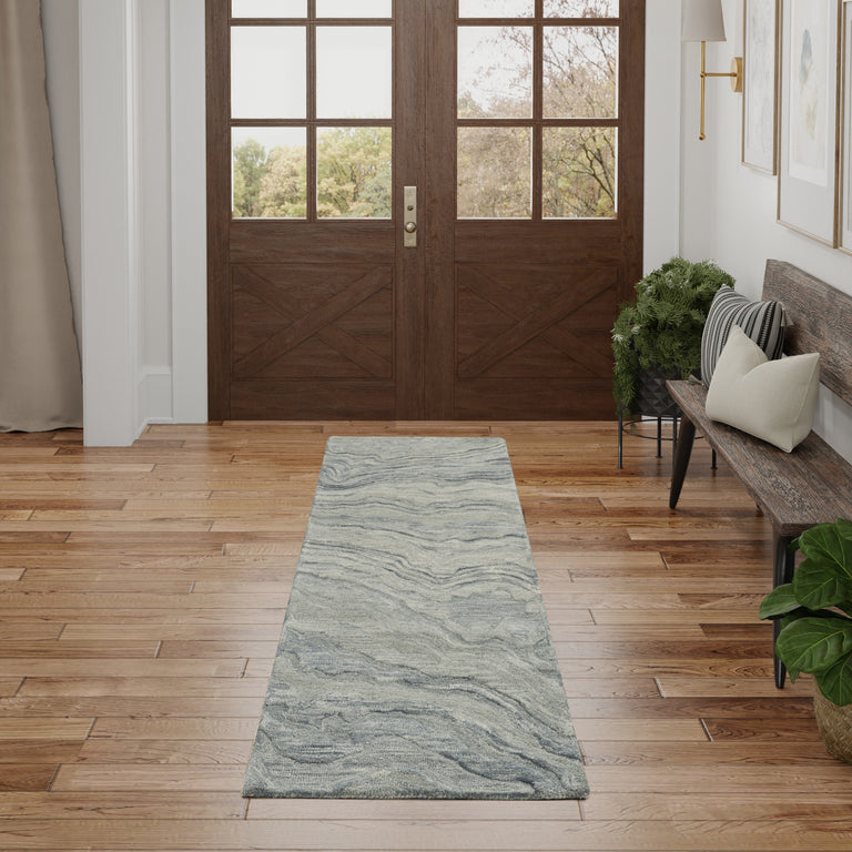 Nourison Graceful GRU01 Blue Runner Rug – Handcrafted Wool Rug