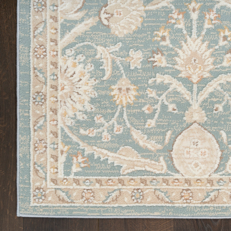 Nourison Isla ISL01 Blue Rug – Elegant Traditional Damask Carpet